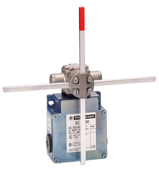 Limit switch, Limit switches XC Standard, XCKMR, stay put crossed rods lever 6 mm, 2x(2 NC), slow, Pg13