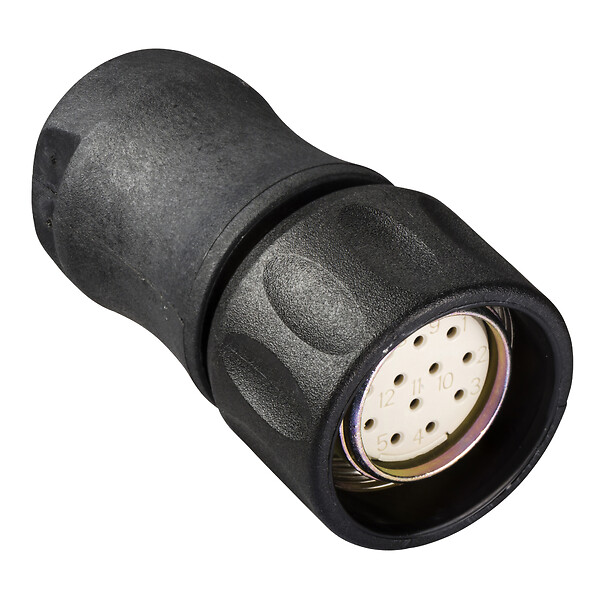 XZCC23FDP120S - Female, M23, 12 pin, straight connector, for