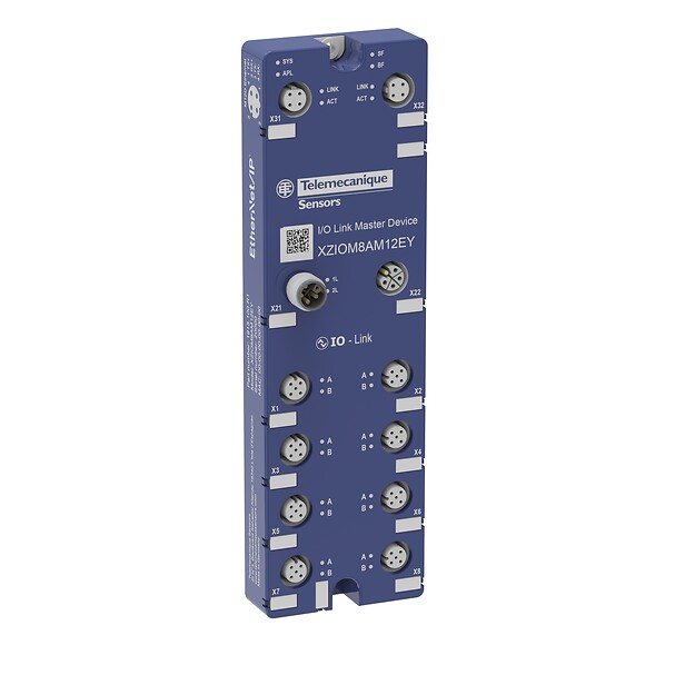 XZIOM8AM12EY - IO Link Master, 8 ports, Class A, IP67, M12