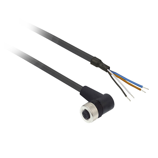 XZCP1241L5 - Pre wired connectors XZ, elbowed female, M12, 4